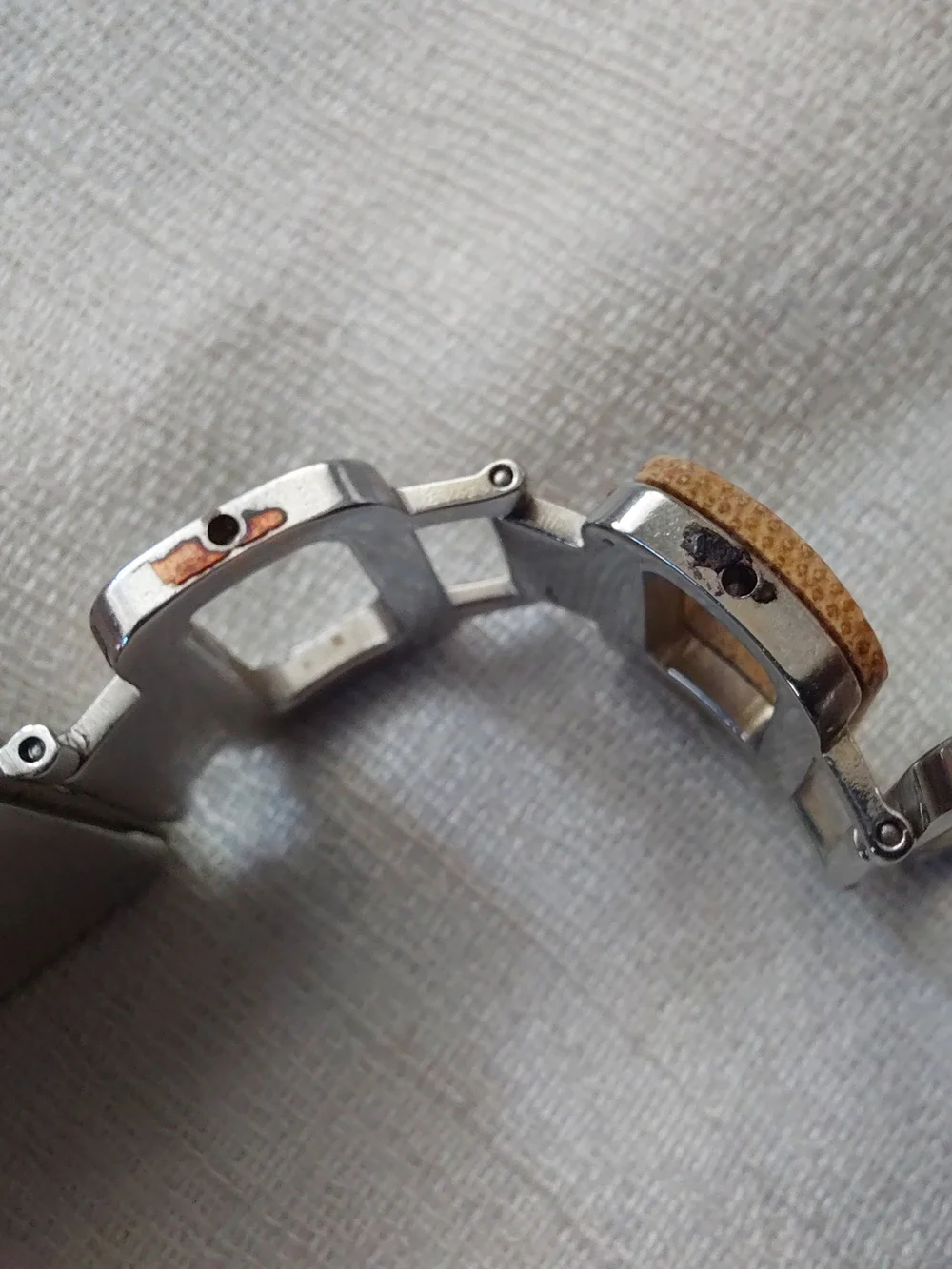 Vintage Fossil F2 Watch Lot Y2K Wood Resin Geometric Retro Mod Cuff Statement
